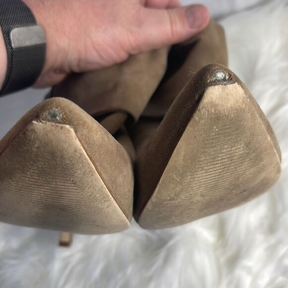 Calvin Klein Bethany Brown Suede Cuffed Stiletto Heeled Booties Sz 7 - Picture 9 of 9